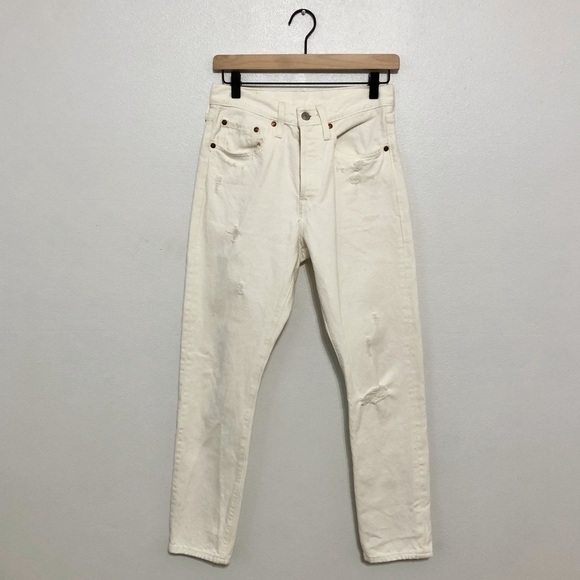 White 501 Premium High Rise Cotton Jeans - Picture 2 of 12